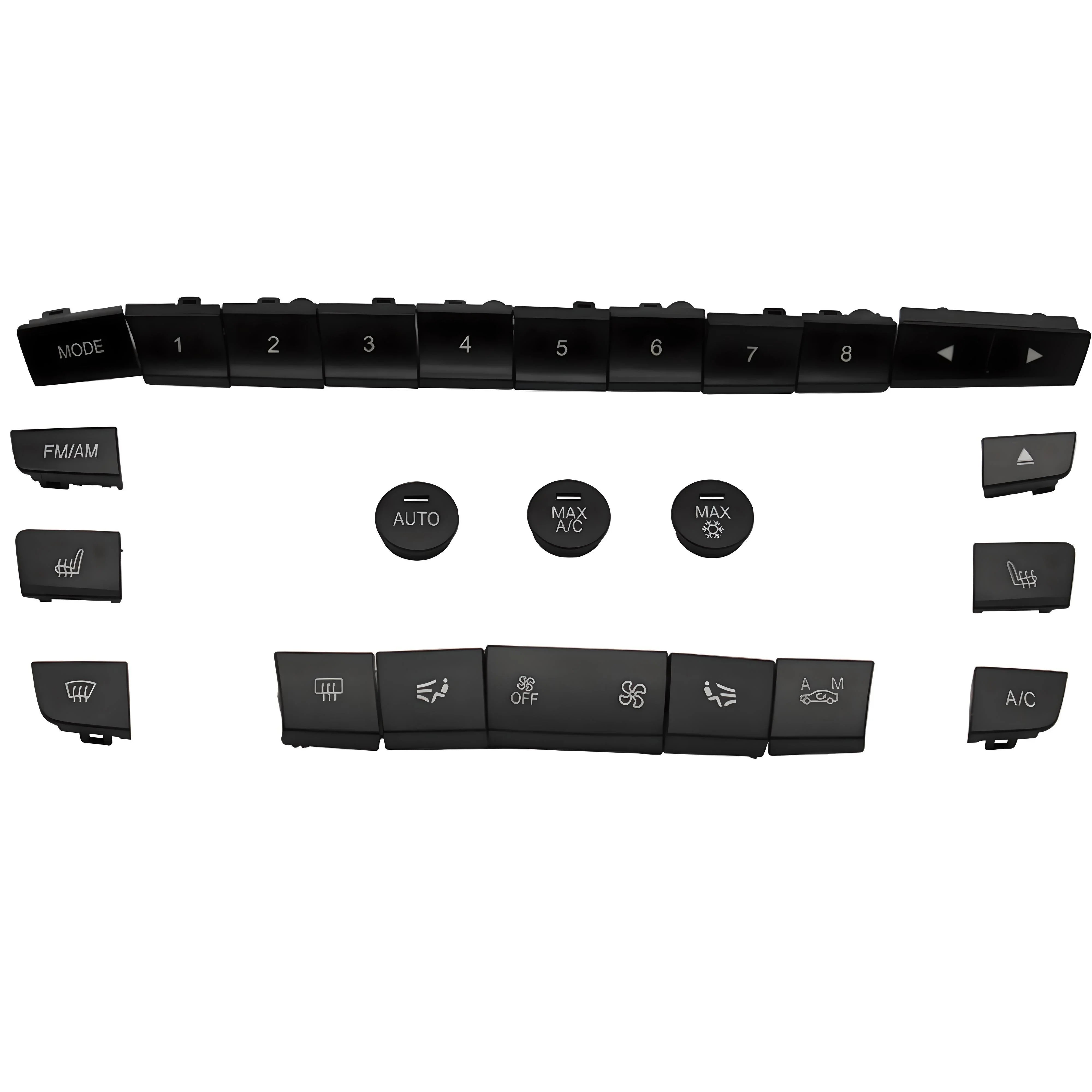 BMW E60 E61 5-Series Black Climate Control Buttons Kit Compatible with BMW E60 Front