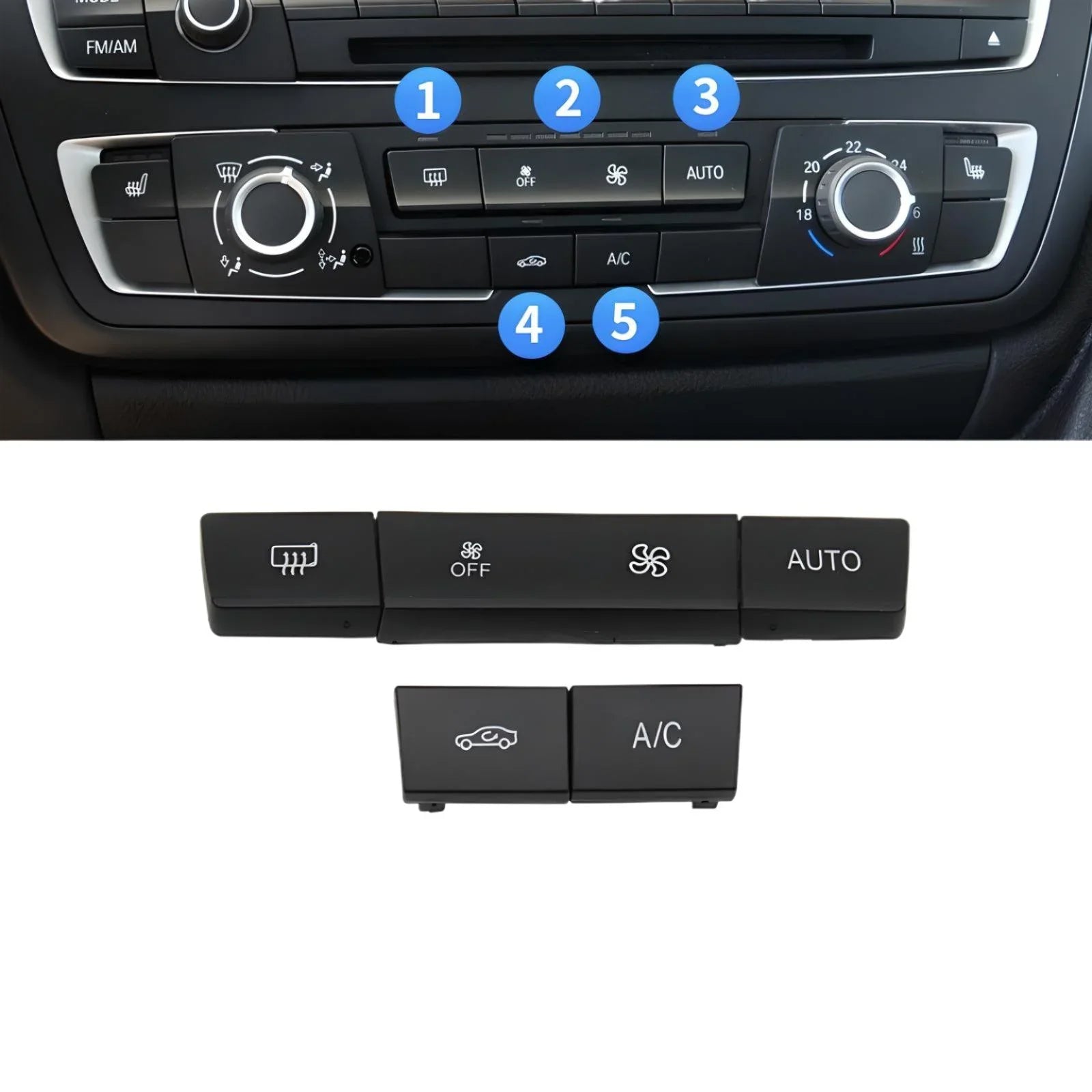 BMW E90 E91 E92 E93 climate control button set – Black – Compatible with BMW E90 series – Interior