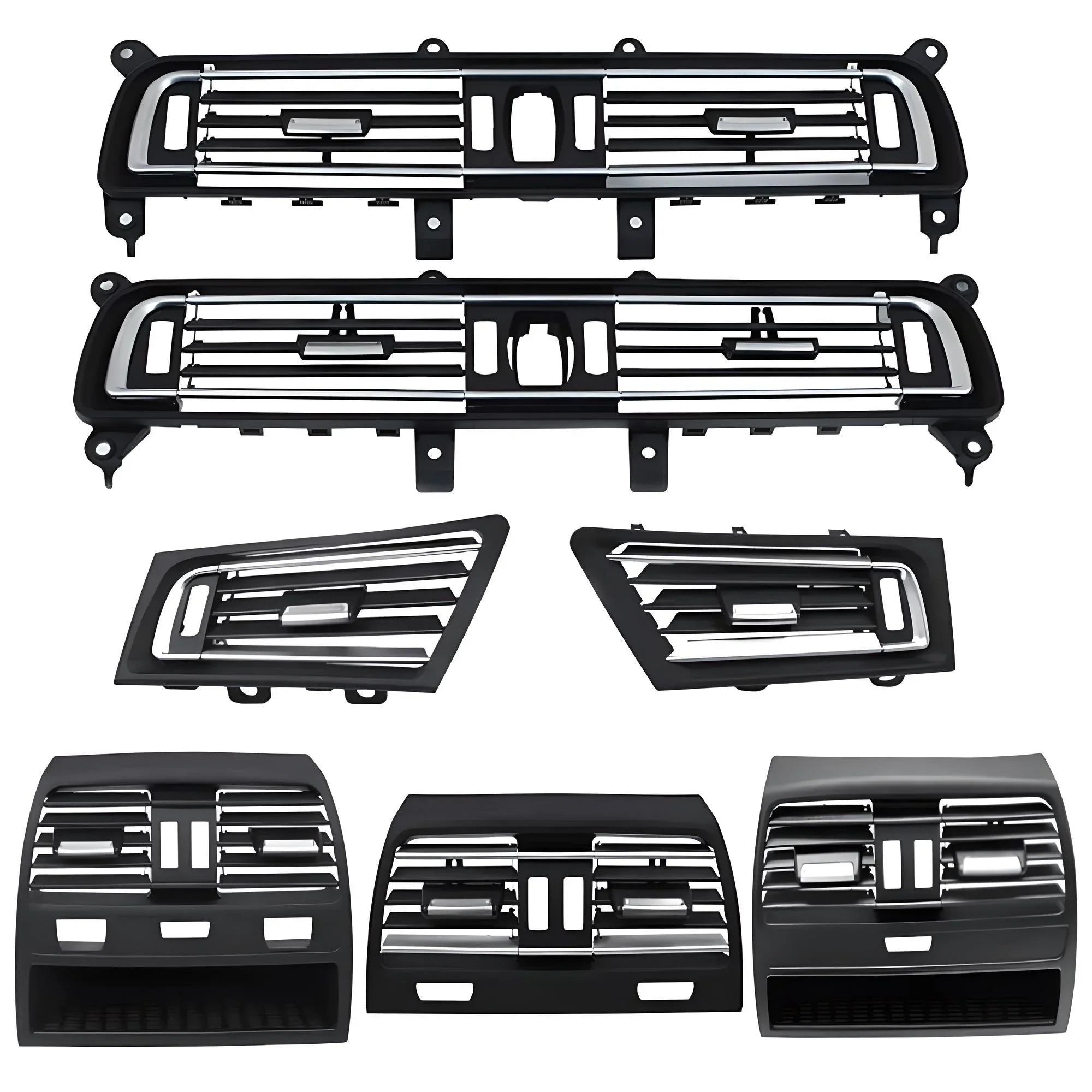 Car Air Vent Grille Dashboard Panel Frame Trim Kit – Chrome Finish – Compatible with BMW – Interior Front