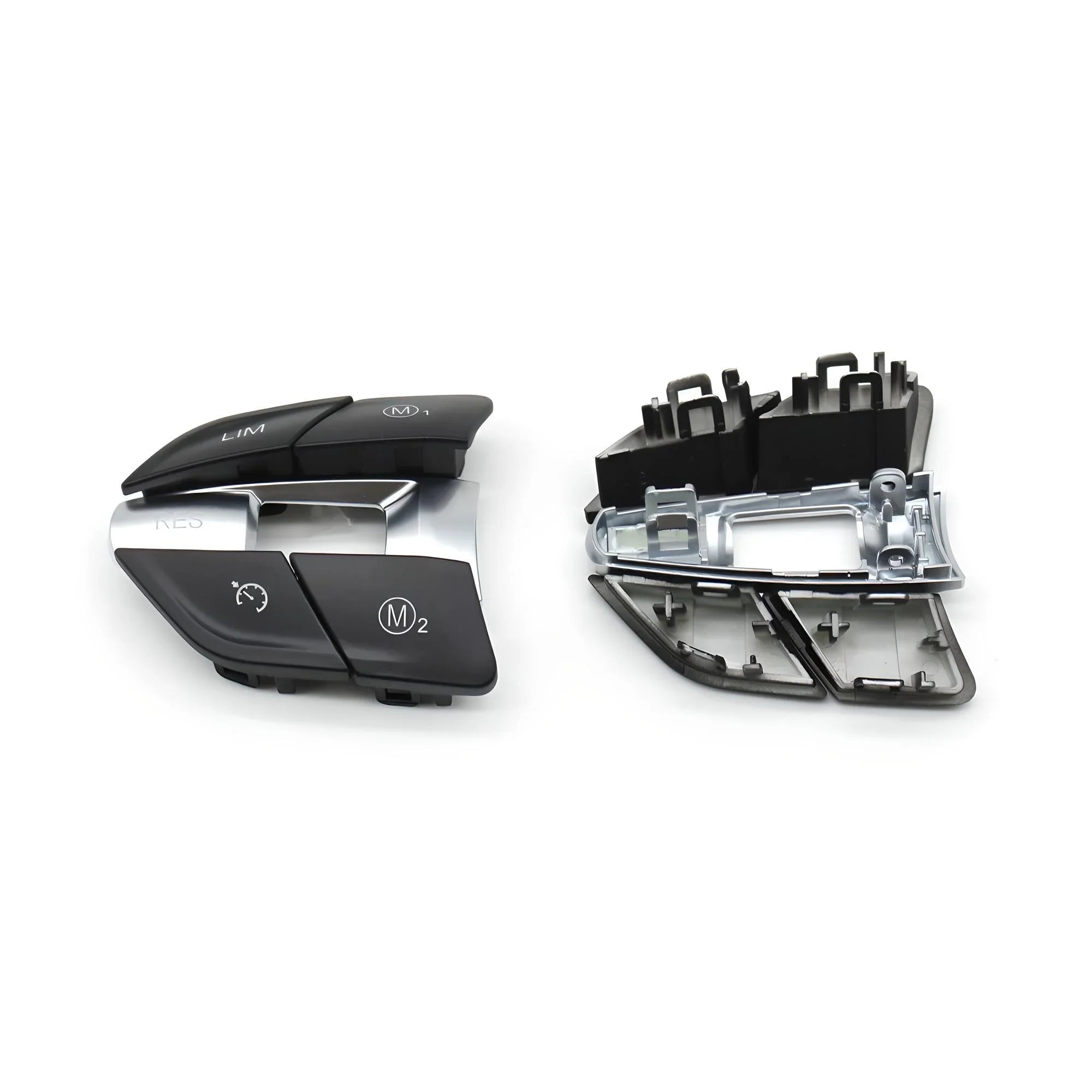 Steering Wheel Control Buttons – Black and Chrome Finish – Compatible with BMW – Front