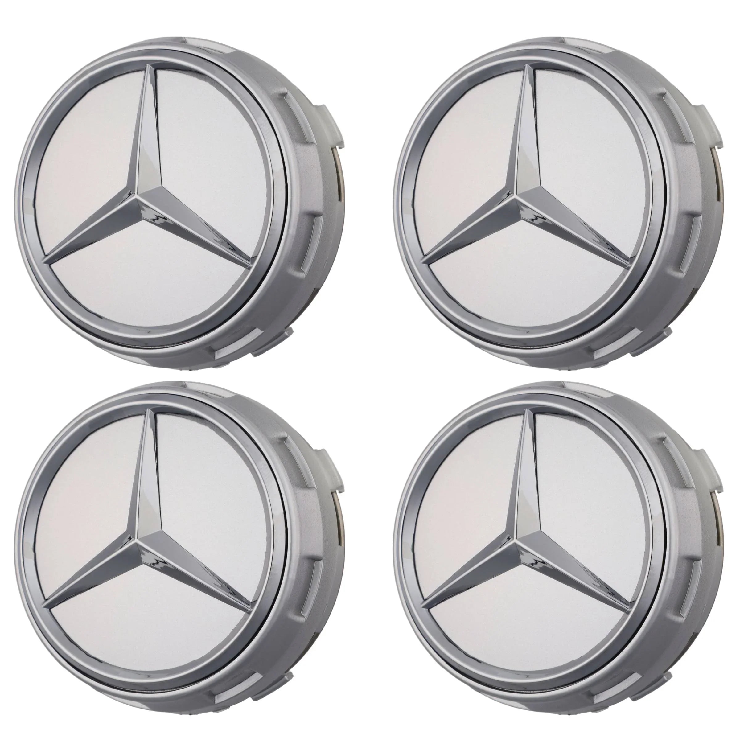 Mercedes Elevated Hub Caps | Platinum Silver - Aftermarket - The Zenara Shop