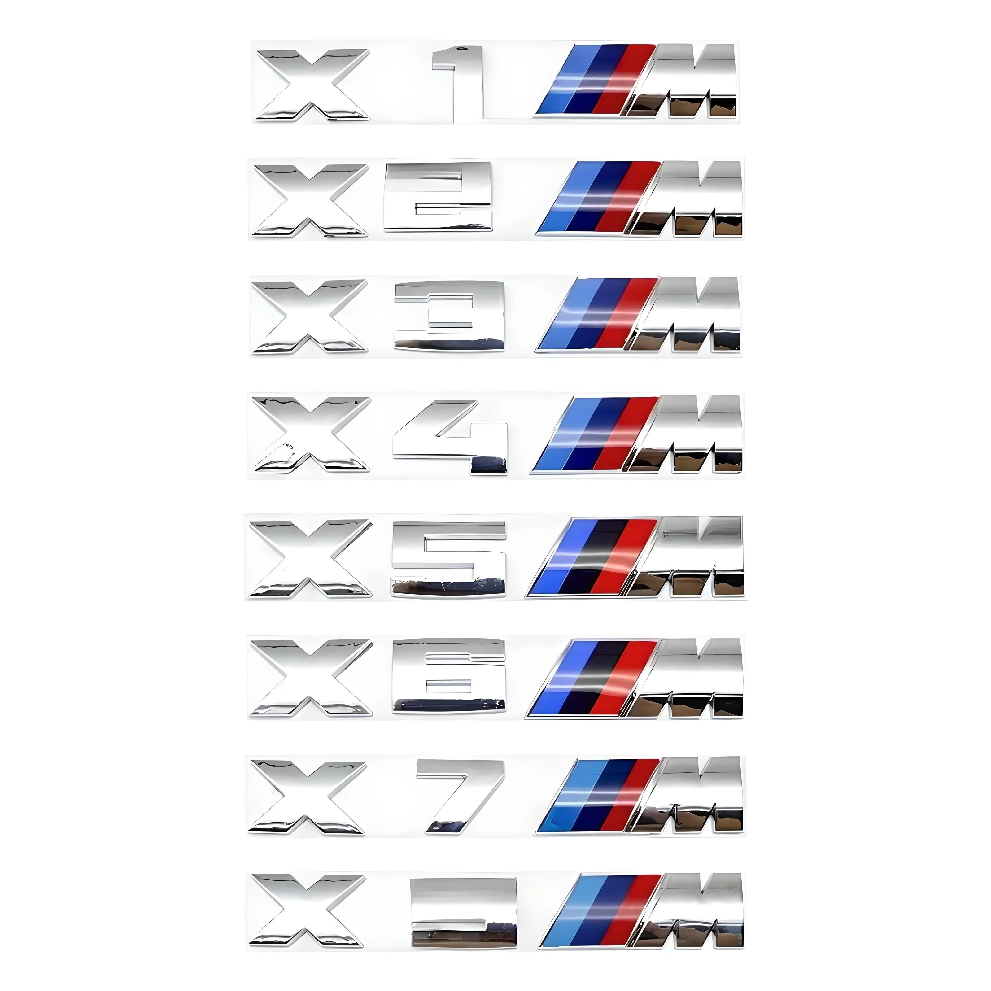 BMW X7 M emblem badge set – Chrome finish – Compatible with BMW X7 – Exterior