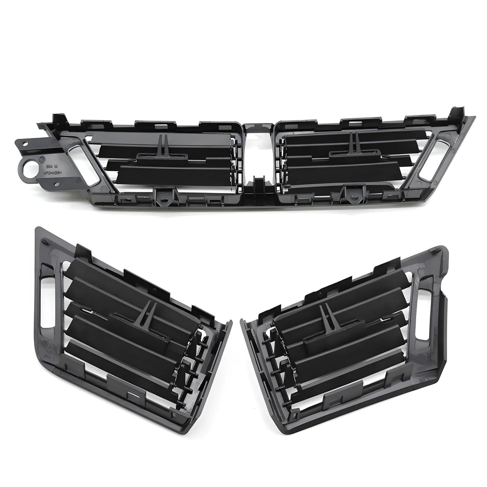 Grille Front Bumper Primer Black Set Compatible with BMW F10 5 Series Sedan Front
