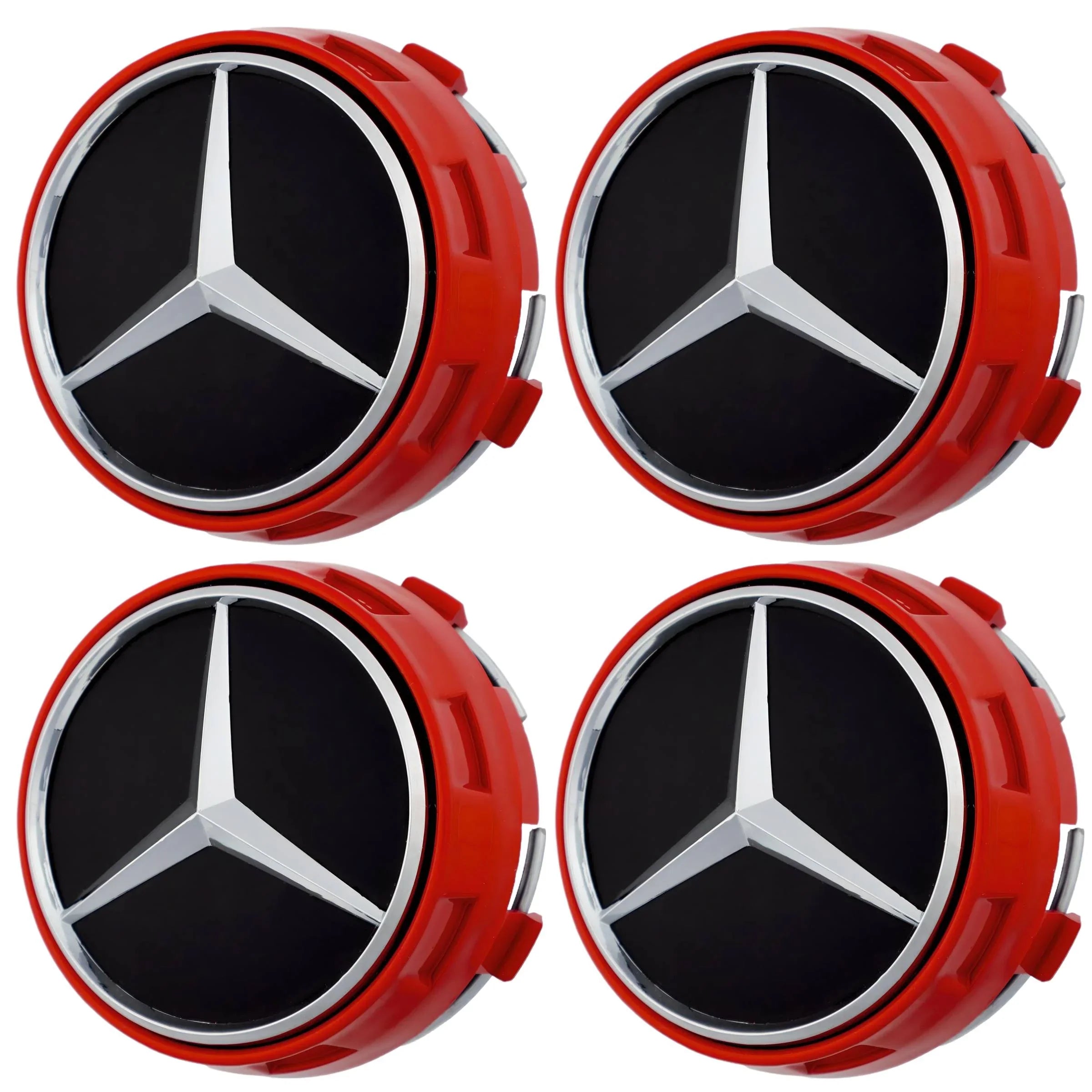 Mercedes Elevated Hub Caps | Gloss Red - Aftermarket - The Zenara Shop