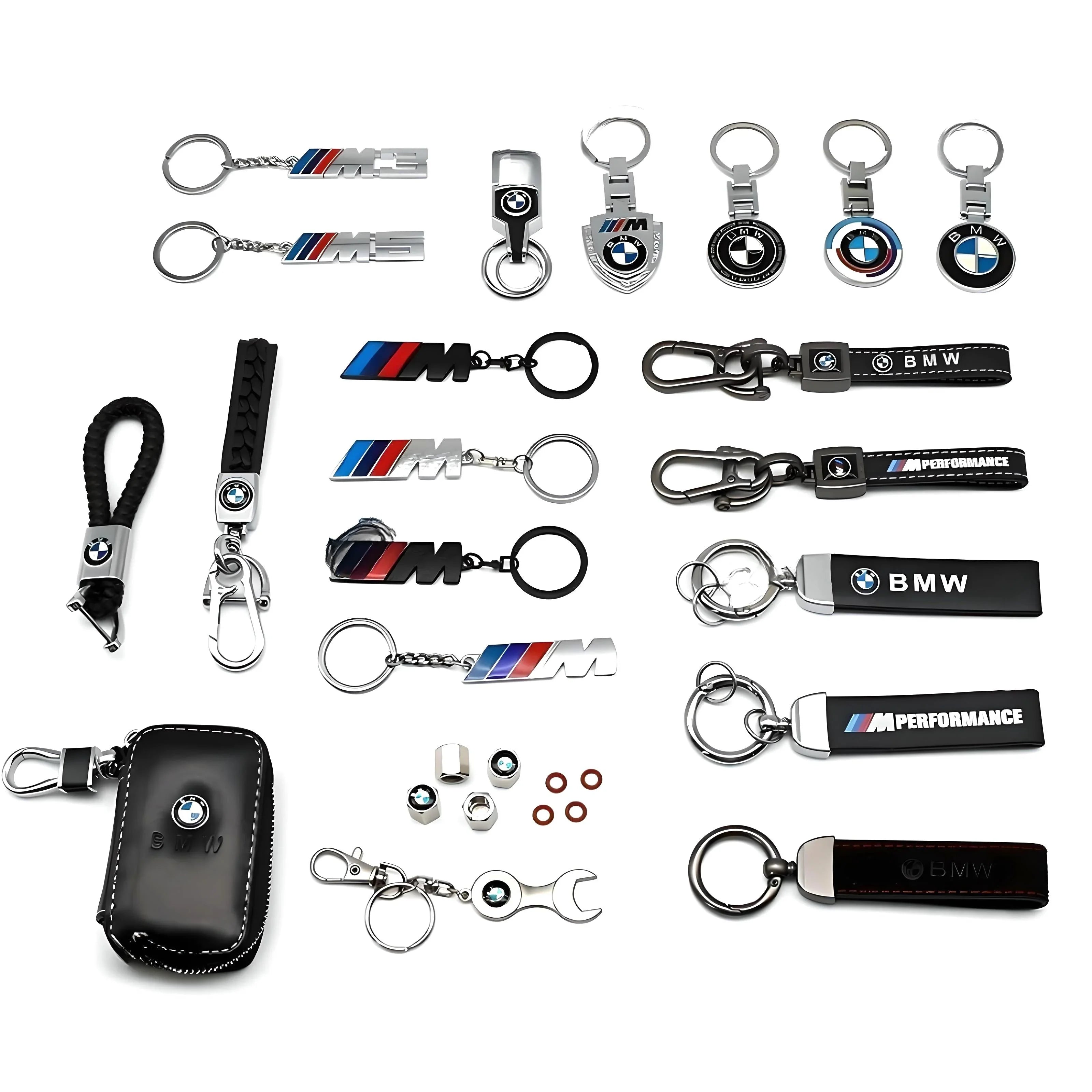 BMW Keychain Set – Black and Chrome – Compatible with BMW M3 Exterior